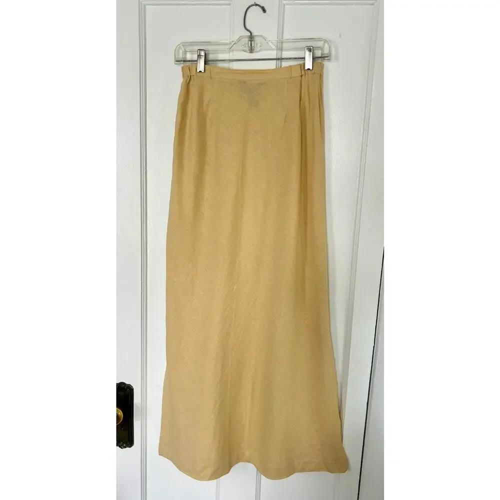 Vintage Buttercream 100% Linen Column Skirt Size Small | Minimalist Chic Style